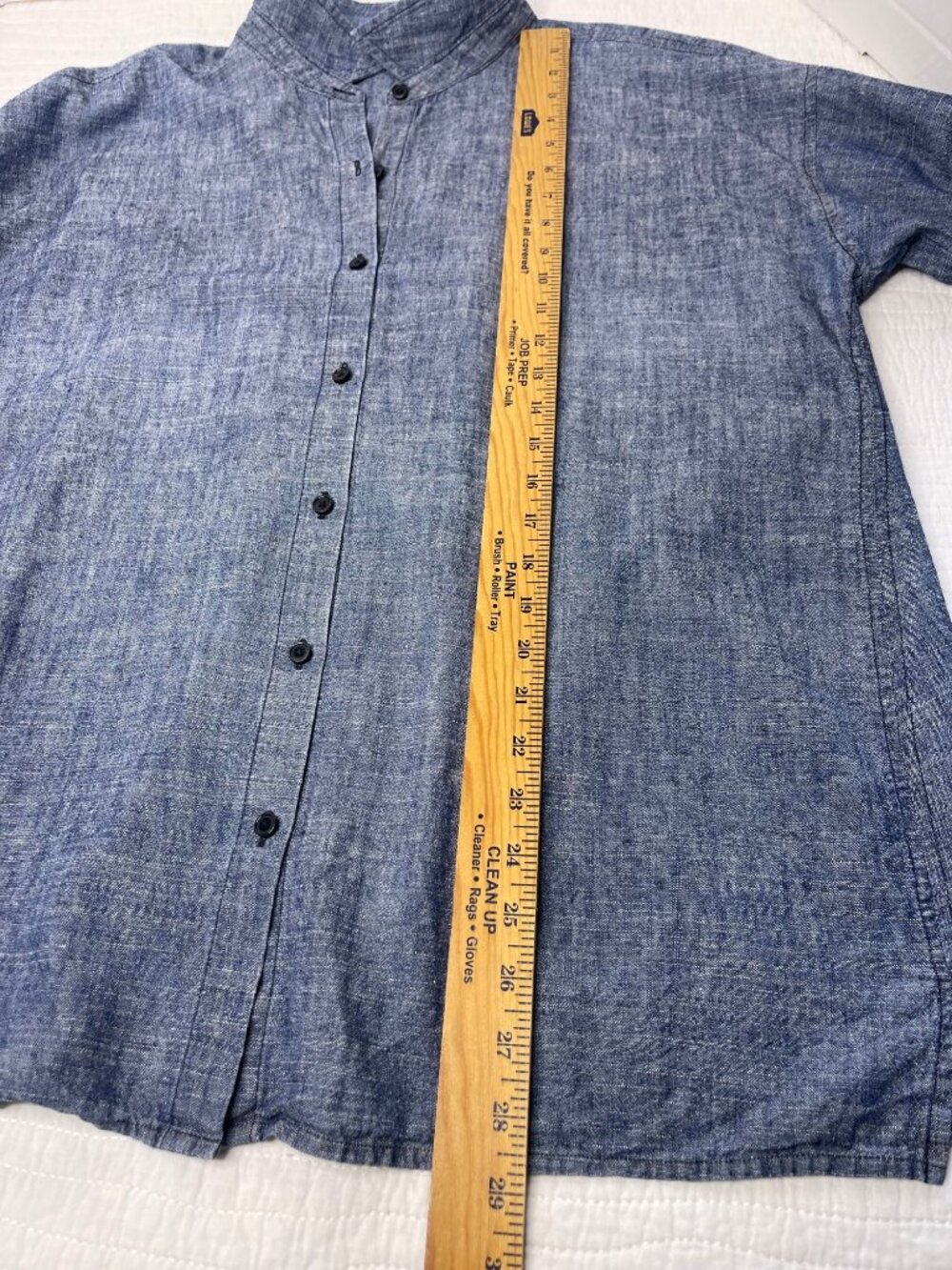 Eileen Fisher Blue Button-Down Linen Shirt - Picture 8 of 9